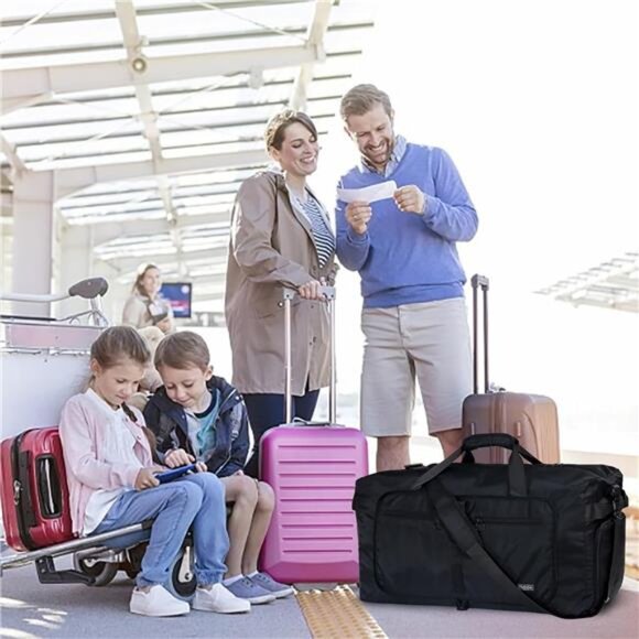 65L Travel Duffle Bag Foldable Water Resistant Large Gym Sports Overnight Bag - Picture 2 of 7